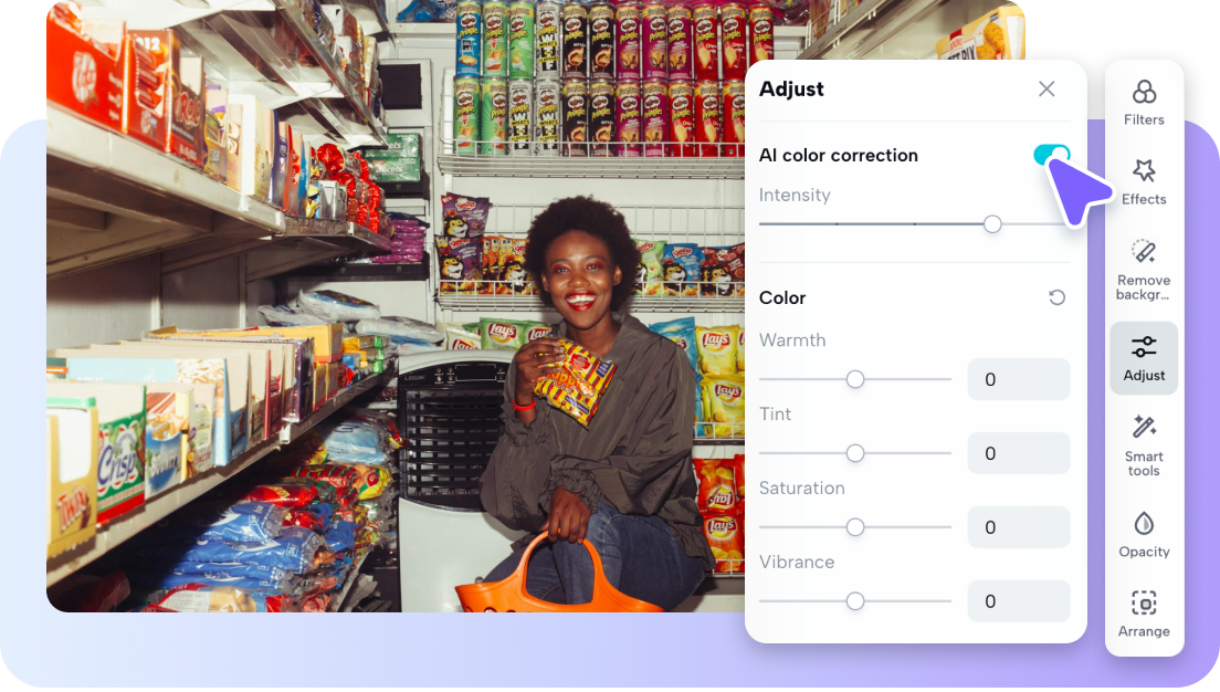 Apply filters and auto-color correction